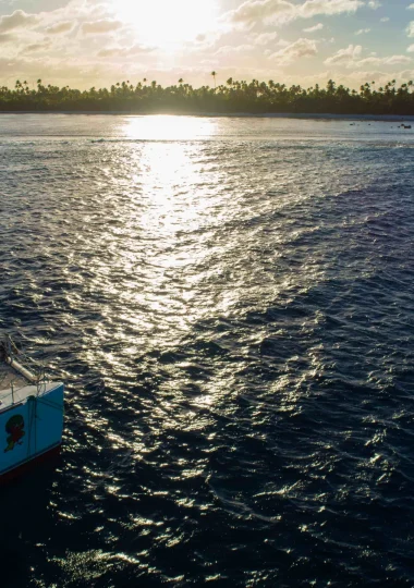 Sunset from the catamaran in Tetiaroa