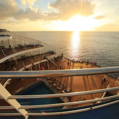 Aranui cruise boat in the waters of Tahuata with its sunset © Tahiti Tourisme